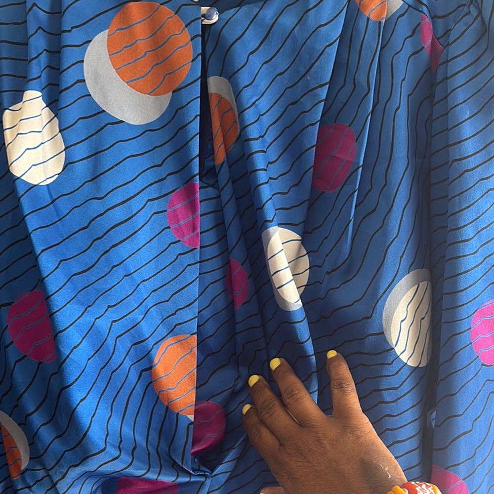 Vibrant Blue Dress with Polka Dots - Picture 4 of 7